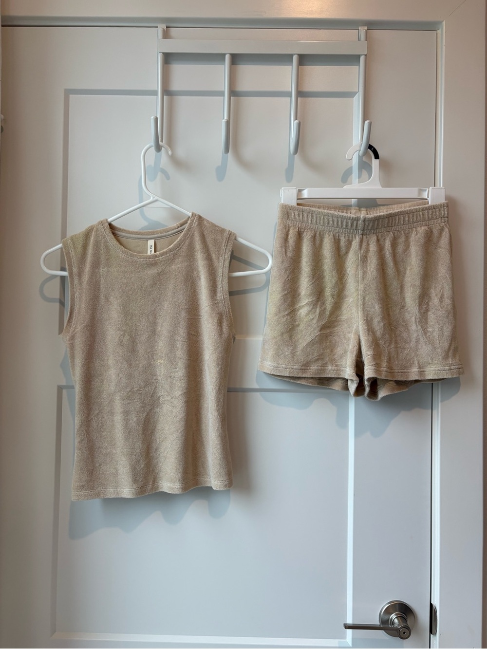 Aritzia Beige Terrycloth Tank and Short Set